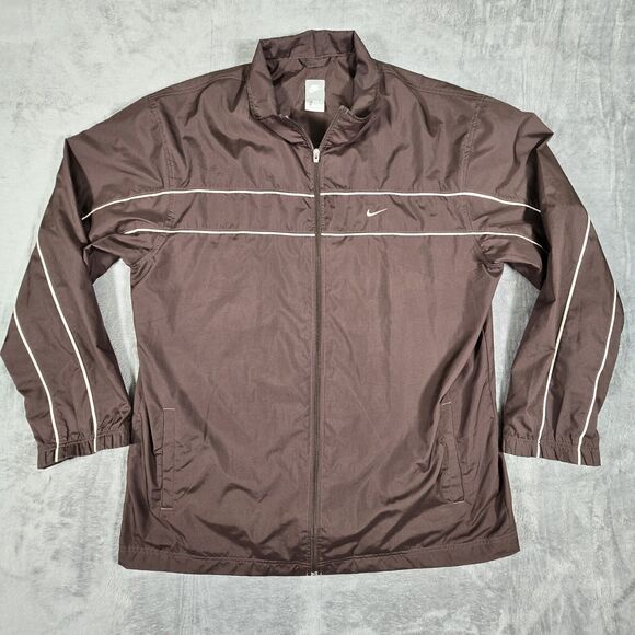 Vintage Y2K Nike XXLT Brown Pinstripe Windbreaker 100% Polyester